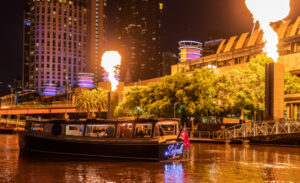 Crown flames cruise on the Yarra River Melbourne