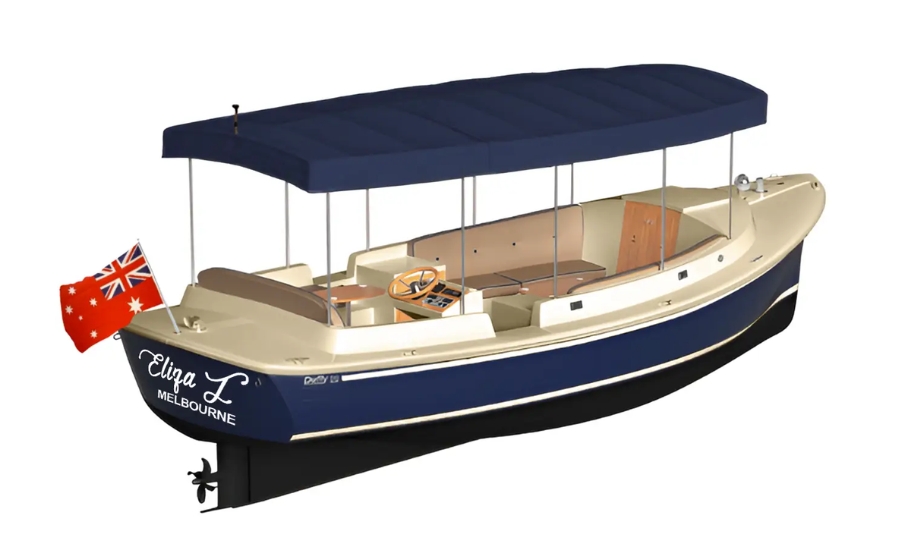 Eliza J, luxury hire boat can be fully enclosed for Melbourne weather on the Yarra River